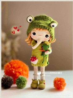 Amigurumi Laia Frog Girl Doll Crochet Pattern Tutorial