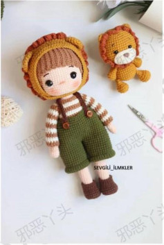 Amigurumi Lion Boy Doll Crochet Pattern with Materials and Instructions