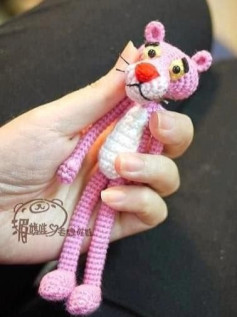 Amigurumi Pink Panther Crochet Pattern Chart: Head, Body, Limbs Instructions in Turkish and English