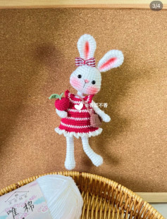 Amigurumi Rabbit Doll with Red Dress Pattern Chart
