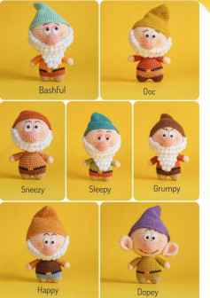 Amigurumi Seven Dwarfs Crochet Pattern with Materials and Instructions