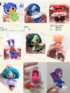 Amis Tejindo Moments Crochet Doll Patterns: Joy, Sadness, Anger, Disgust and Fear Amigurumi Charts