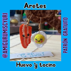 Aretes tocino y huevo crochet