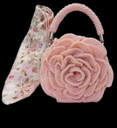 Bảng hướng dẫn móc len túi xách hình hoa hồng màu hồng