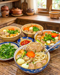 Bánh canh ghẹ nước dùng trong veo, chả ghẹ béo ngậy, topping tôm nấm trứng cút đầy đặn