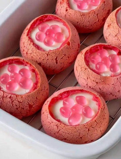 Bánh pudding sữa chua Mochi đào tự làm