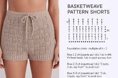 Basketweave and Bobble Pattern Crochet Shorts Charts