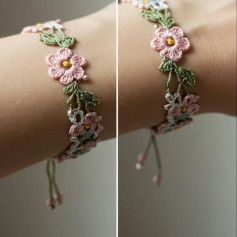 Beautiful Flower Crochet Flat Chart Pattern with Purple, White and Yellow Yarn