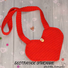 Бесплатное описание вязания красной сумки крючком с прихваткой-совой