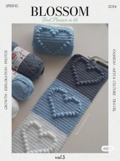 Blue Gradient Heart Texture Crochet Pattern with Chart