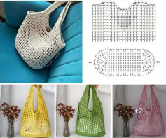 Bộ sưu tập mẫu túi tote móc len kích thước lớn kèm biểu đồ hướng dẫn chi tiết