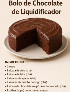 Bolo de Chocolate de Liquidificador: Receita simples e deliciosa com cobertura cremosa