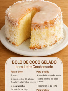 Bolo de Coco Gelado com Leite Condensado