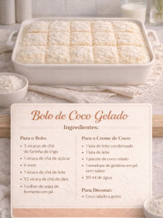 Bolo de Coco Gelado: Receita Completa com Creme de Coco e Decoração