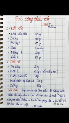 Các công thức sốt - Phần I: Sốt Xào và Sốt Me