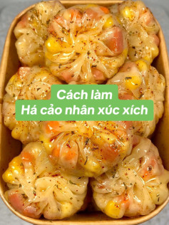 Cách làm há cảo nhân xúc xích, ngô và cà rốt hấp dẫn