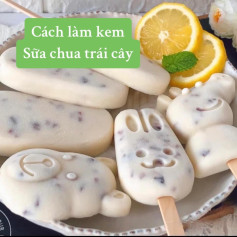 Cách làm kem sữa chua trái cây tại nhà với whipping cream và khuôn hình thú dễ thương