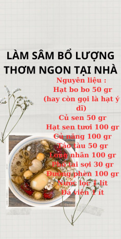 Cách làm sâm bổ lượng (chè thập cẩm) thơm ngon tại nhà với hạt bo bo, hạt sen và long nhãn