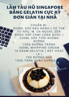 Cách làm Tàu Hũ Singapore bằng Gelatin cực kỳ đơn giản tại nhà với trân châu đường đen