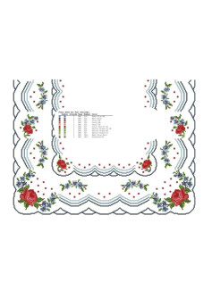 Canto Rosas e Riscos CL - Cross Stitch Corner Chart Pattern with Roses and Stripes by Nanda Atelier