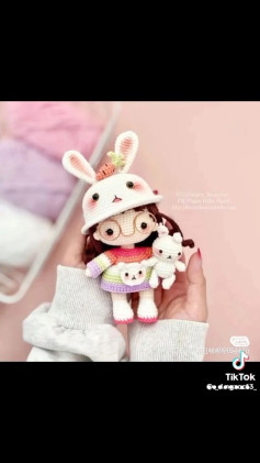 Chart Búp Bê Thỏ Móc Len Màu Pastel Dễ Thương