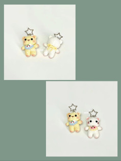 Chart Gấu nhỏ: Hướng dẫn móc len chi tiết cho gấu bông màu vàng và trắng