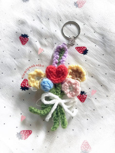 Chart hướng dẫn móc chìa khóa hoa tulip mini và bó hoa đa sắc