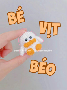 Chart hướng dẫn móc len BÉ VỊT BÉO màu trắng vàng dễ thương, mẫu amigurumi nhỏ xinh