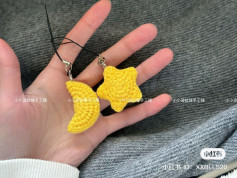 Chart hướng dẫn móc len ngôi sao và mặt trăng màu vàng