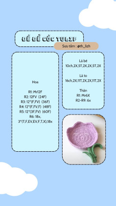 Chart móc cốc tulip màu tím dễ thương