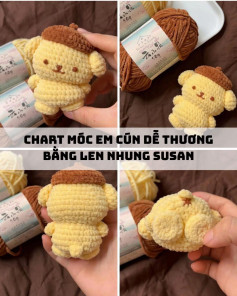 Chart móc em cún dễ thương bằng len nhung Susan