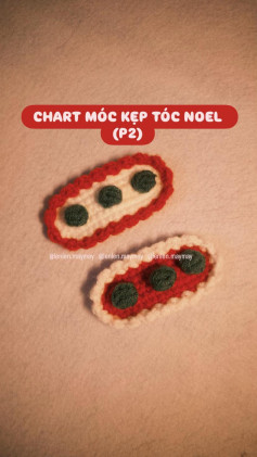 Chart Móc Kẹp Tóc Noel Hình Bánh Ngọt Đỏ Xanh Trắng