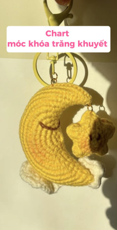 Chart móc khóa trăng khuyết, ngôi sao và đám mây