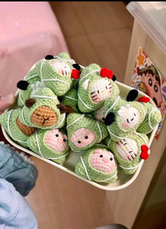 Chart móc len bánh giò mini nhân Hello Kitty, Heo, Gấu dễ thương