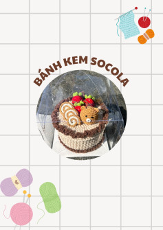 Chart Móc Len Bánh Kem Socola Có Gấu Nâu Và Dâu Tây