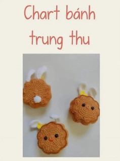 Chart móc len Bánh Trung Thu dễ thương có tai thỏ và hoa trang trí