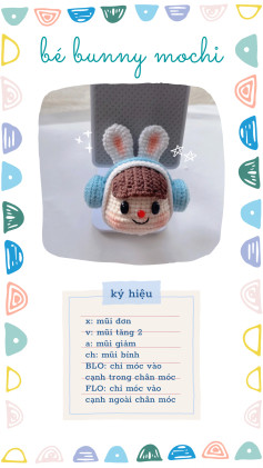 Chart móc len bé bunny mochi dễ thương