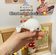 Chart móc len bé cá heo trắng dễ thương