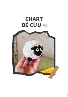 Chart móc len BÉ CỪU amigurumi dễ thương, hướng dẫn chi tiết từng hàng cho thân, lông, đầu và chân