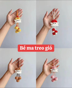 Chart móc len bé ma treo gió Halloween dễ thương