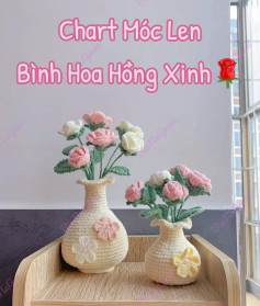 Chart Móc Len Bình Hoa Hồng Xinh