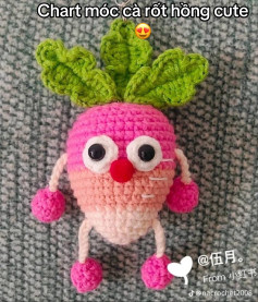 Chart móc len búp bê cà rốt hồng cute dễ thương
