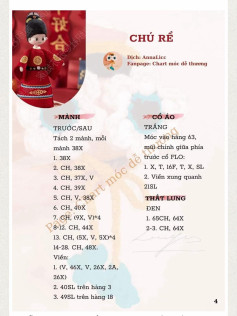 Chart móc len búp bê Chú rể mặc áo đỏ truyền thống