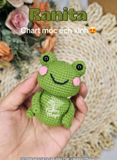 Chart móc len búp bê ếch Ranita màu xanh dễ thương