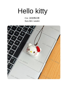 Chart móc len búp bê Hello Kitty mặt trắng nơ đỏ