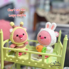 Chart móc len búp bê Loopy cosplay: ong, thỏ, cá hề