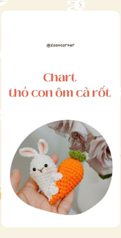 Chart móc len búp bê thỏ con ôm cà rốt dễ thương