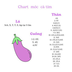 Chart móc len cà tím amigurumi dễ thương