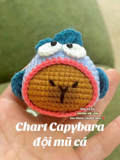 Chart móc len Capybara đội mũ cá mặt ngu - Hướng dẫn chi tiết từng hàng