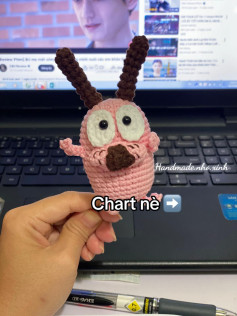 Chart móc len chó nhút nhát màu hồng dễ thương